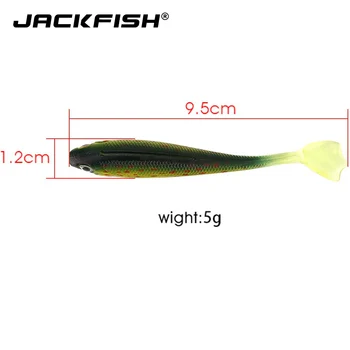 JACKFISH T Uodega Minkšta Modeliavimas Jaukų 100mm/5g Silikoninis Masalas Spalvingų Karpių Dirbtinis Masalas 1Pcs Žvejybos Masalas, Žūklės Reikmenys