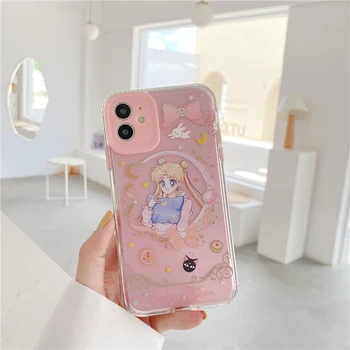 Japonija 3D Animaciją AnimeSailor Mėnulis Luna Katė aišku, minkštas telefono dėklas skirtas iphone 11 Pro X XS 7 8 plius 12 mini Max puikus anime dangtis
