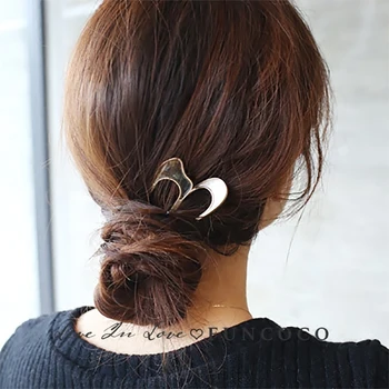 Japonija Minimalistinio Metalų Lydinio, Myli Shell Plaukų Lazdos Moterų Mergina Hairclip Įrankiai Bun Maker Plaukų Segtukai Galvos Apdangalai