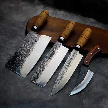 Japonija įveikti aštrių iškaulinėjimas peilis virtuvinis peilis virėjo peilis derinys nustatyti peiliu lengva šlifuoti didelis anglies plieno virtuvės peilis