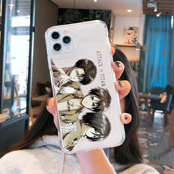 Japonijos Anime Ataka Titan Skaidrus Telefono dėklas Skirtas iPhone 12 11Pro 7 XS MAX X SE20 XR 8 6Plus Mielas Minkštas Silikoninis Dangtelis Coque