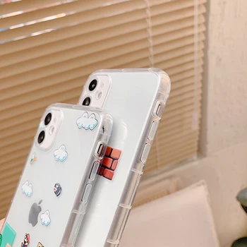 Japonijos anime Mario Telefono dėklas Skirtas iPhone Pro 11 12 Pro Max 7 8 Plus XS Max XR X SE 2020 Mielas animacinių filmų atsparus smūgiams Galinį Dangtelį