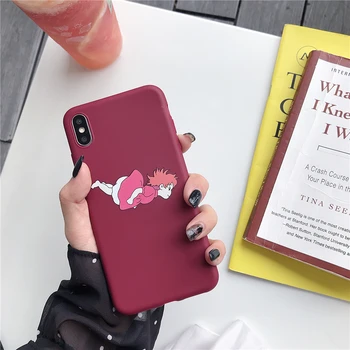 Japonijos Anime Mielas Ponyo ant Uolos Telefono dėklas Skirtas iPhone 11 12 Pro X XS Max XR 8 7 Plius pora Animacinių filmų minkštas silicon cover coque