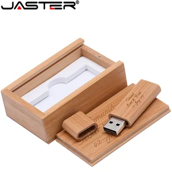 JASTER 1PCS nemokamai logotipą medinė usb atmintinė su dėžute pen 64GB 32GB 16GB U diską, atminties kortelę tuoktis dovana