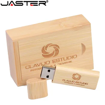 JASTER 1PCS nemokamai logotipą medinė usb atmintinė su dėžute pen 64GB 32GB 16GB U diską, atminties kortelę tuoktis dovana