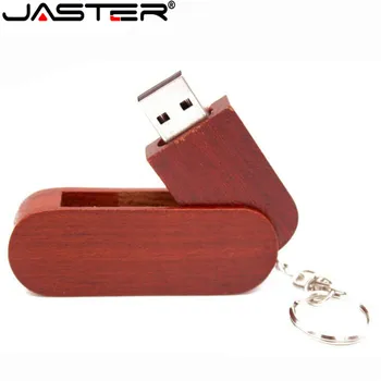 JASTER Mediniai pasukti USB flash drive 4GB 16GB 32GB 64GB U disko atminties klijuoti su metalo keychain dovanos 1PCS nemokamai logotipą