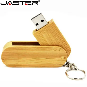 JASTER Mediniai pasukti USB flash drive 4GB 16GB 32GB 64GB U disko atminties klijuoti su metalo keychain dovanos 1PCS nemokamai logotipą