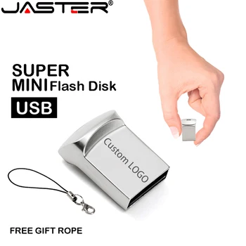 JASTER Ultra Mini Metalo, Sidabro Spalvos 2.0 USB Išorinį atminties Atminties kortelė 4G, 8G 16GB 32GB 64GB Custom 