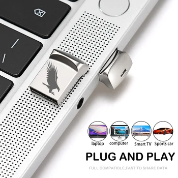 JASTER USB 2.0 mini metalo sidabro su keychain usb flash drive 4GB 8GB 16GB 32GB 64GB 128GB pendrive (virš 10VNT nemokama LOGO)