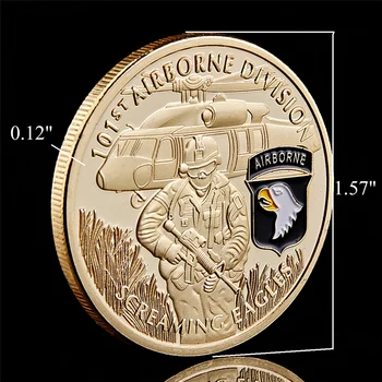 JAV Armijos 101st Ore Screaming Eagles Kariuomenės Karinių Aukso Suvenyrų Iššūkis Monetų Kolekcija