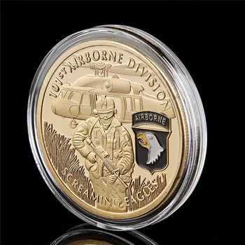 JAV Armijos 101st Ore Screaming Eagles Kariuomenės Karinių Aukso Suvenyrų Iššūkis Monetų Kolekcija