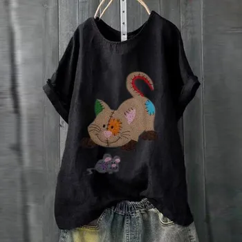 JAYCOSIN Vintage marškinėliai moterims 2019 Atsitiktinis Palaidų Medvilnės Skalbiniai Plius Dydis 5XL Top Marškinėliai Kasdien Boho Tanic blusas tee marškinėliai femme
