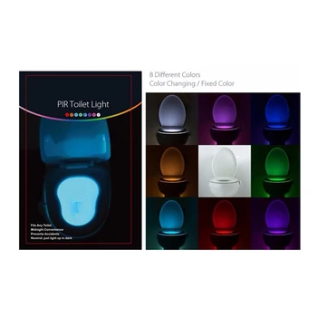 JIGUOOR Jutiklis Tualetas Šviesos diodų (LED) Lempos Žmogaus Judesio Aktyvuota PIR 8 Spalvų Automatinė RGB Naktinis apšvietimas