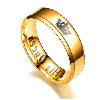 JIOROMY Moterų Karalienė Nerūdijančio plieno Žiedas Sidabro Spalvos, Paprastos Konstrukcijos Jos Karalius Pora Žiedą Vestuvinį Žiedą, moterims Vyrams