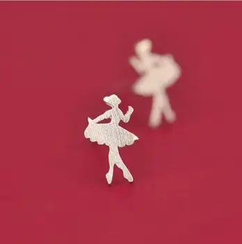 Jisensp Minimalistinio Sidabro Spalvos, Mielas Gyvūnas Stud Auskarai Mergaitėms Subtilus Perlų Katė Earings Mažųjų Baleto Earing Moterų brincos