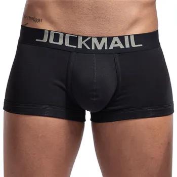 JOCKMAIL 2019 NAUJO prekės ženklo vyrai boksininkų medvilnė seksuali vyrų apatiniai mens kelnės vyriškos kelnaitės šortai U išgaubti maišelį gėjų Balta