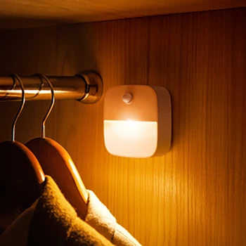 Judesio Jutiklis LED Pagal Kabineto Šviesos Klijuoti Visur Spintoje, Naktiniai Nakties Šviesos diodų (Led) Colset Žibintai Stalčių Virtuvės Laiptai