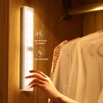 Judesio Jutiklis Šviesos Belaidžio LED Naktinis Apšvietimas Miegamajame Sienos Dekoras Dekoratyvinis Detektorius Lempos Laiptai Spinta Kambaryje, Praėjimų Apšvietimui