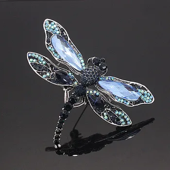 JUJIE Derliaus Kristalų Dragonfly Sagės Moterų 2020 M. Vabzdžių Sagė Pin Gyvūnų Broche Juvelyriniai dirbiniai Didmeninė/Dropshipping