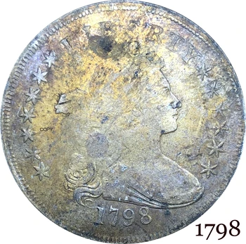 Jungtinių Amerikos Valstijų Monetų 1798 Laisvės Puoštas Krūtinė Vienas Doleris Heraldinis Erelis Cupronickel Sidabro Padengtą Kopijuoti Monetas