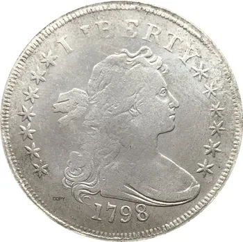 Jungtinių Amerikos Valstijų Monetų 1798 Laisvės Puoštas Krūtinė Vienas Doleris Heraldinis Erelis Cupronickel Sidabro Padengtą Kopijuoti Monetas
