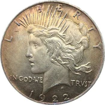 Jungtinės Amerikos valstijos, JAV 1922 S Liberty Monetos Dievu Mes pasitikime 1 Vieno Taikos Doleris Cupronickel Sidabro Padengtą Kopijuoti Monetas