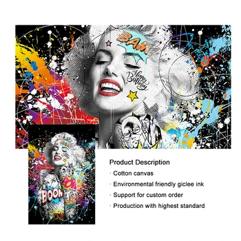 Juoda Balta, Grafiti, Marilyn Monroe fonai Pop Art Plakatai Seksualus Portretas Drobė Sienos Nuotraukas Gatvės Meno Namų Dekoro