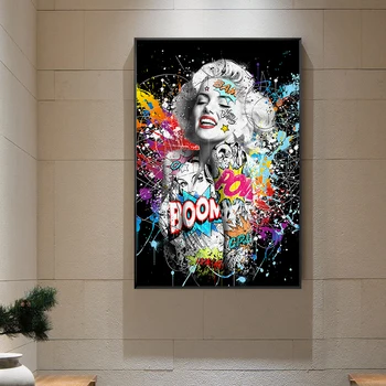 Juoda Balta, Grafiti, Marilyn Monroe fonai Pop Art Plakatai Seksualus Portretas Drobė Sienos Nuotraukas Gatvės Meno Namų Dekoro