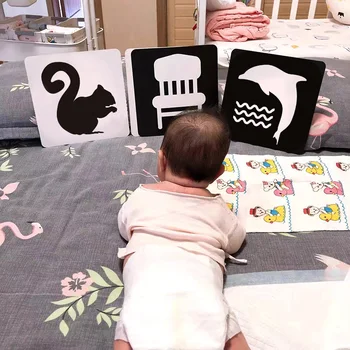 Juoda ir Balta Kortelės Vaikų Ikimokyklinio Ugdymo Kūdikio Regėjimo Mokymo Kortelės Gyvūnų Flash Kortelių Montessori Stimuliacija Žaislai
