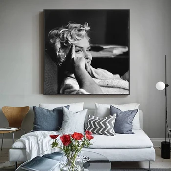Juoda ir Balta Marilyn Monroe Drobė Meno, Mados, Plakatų ir grafikos Sienos Nuotraukas Kambarį Cuadros Decoracion Tableau Salonas