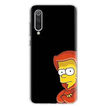 Juoda Simpsonų Telefoną Atveju Xiaomi Redmi Pastaba 9 8 7 7 7A 8A 6A S2 K20 K30 8T 9S MI 9 8 CC9 F1 Pro Mados Padengti Rubisafe
