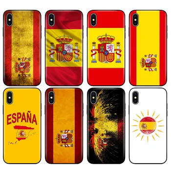 Juoda tpu case for iphone 5 5s SE 2020 6 6s 7 8 plus x 10 case for iphone XR XS 11 pro MAX atveju, Ispanija ispanijos vėliava camp nou