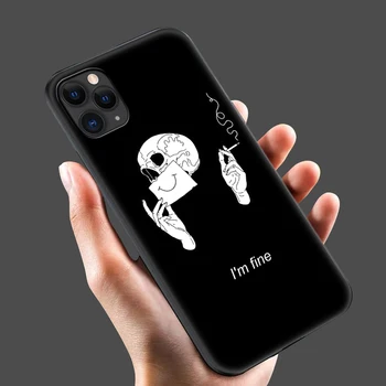 Juoda tpu case for iphone 5 5s se 6 6s 7 8 plus x 10 silicon cover for iphone XR XS 11 pro MAX atveju juoda balta paprastas dizainas