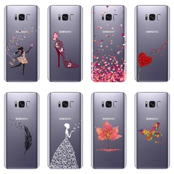 Juoda Širdies Mergina, Meilės, Telefono Dėklas, Skirtas Samsung Galaxy Note 9 8 5 4 Minkštas Silikoninis Galinio Dangtelio Samsung S5 S6 S7 Krašto S8 S9 Plus