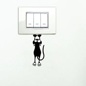 Juodas Mielas Kačiukas Jungiklis Lipdukas namų dekoro Vinilo Kambarį fono lipdukai individualumą Animaciją kačių Sienų Lipdukai