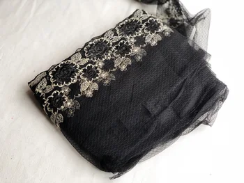 Juodos spalvos Tiulio, Nėrinių aplikacijos išsiuvinėta gėlių nėriniais, apdailos juostelės žaislas lėlės drabužių Siuvimo Moterų Dubajus suknelė apdailos P049