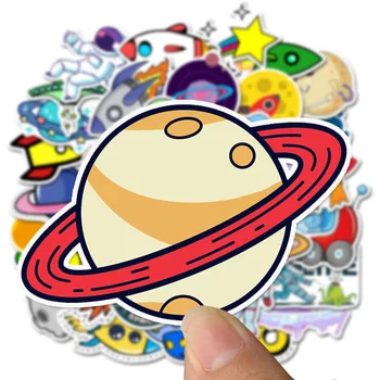 Juokinga Space Star Planetos Kosmonautas Animacinių filmų aplinkosaugos ¾enklelis Anime Nešiojamojo kompiuterio Lipdukai Riedlentė Motociklo Žaislai Vaikams Lipdukas 50PCS