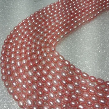 JYX Nemokamas Pristatymas ryškus, Spalvingas Perlų string Ryžių formos 5*7mm Nekilnojamojo Gėlavandenių Perlų spalvos Sruogų 
