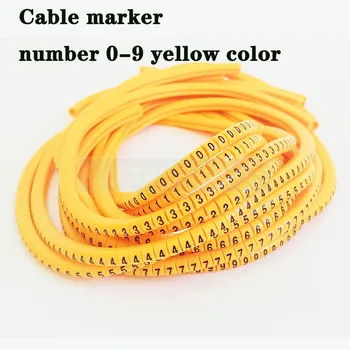 Kabelio žymeklis etiketės, EB-0 1000pcs Wire Marker Skaičius nuo 0 iki 9, Kabeliui, Dydis 1.5 sqmm sumaišykite Spalvos PVC kabelių žymekliai izoliacija žymeklis