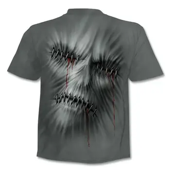 Kafatası 3D Grafik T-shirt Korku erkek 3D Moda Rahat T-shirt Giyim Yaz T-shirt Erkek O-Boyun T-shirt Erkek Giyim Sanat