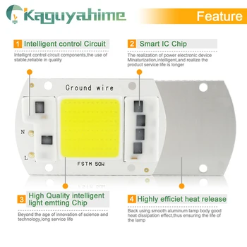 Kaguyahime 5W~100W AC 220V Integruota COB LED Lempos Chip 50W 30W 20W 10W Smart IC Vairuotojo Aukštus Liumenų, 