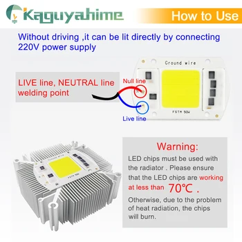Kaguyahime 5W~100W AC 220V Integruota COB LED Lempos Chip 50W 30W 20W 10W Smart IC Vairuotojo Aukštus Liumenų, 