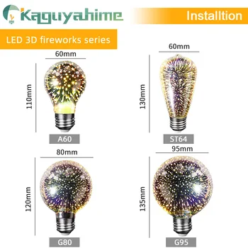Kaguyahime Retro E27 Edison LED Lemputė 4w 6w 3D Fejerverkai Lemputė ST64/G95 Lempos Edison E27 LED Šviesos Gijų Žvakių Šviesos Ampulä -