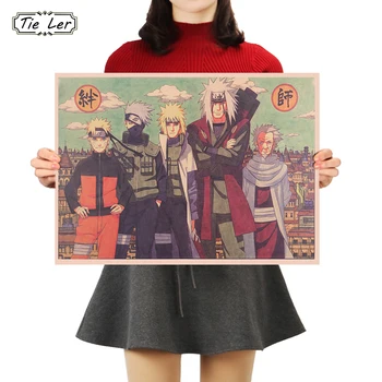 KAKLARAIŠTIS LER Klasikinių Animacinių filmų Naruto Barų Piešimo Plakatas Puošmena Derliaus Plakatas Retro Sienos Lipdukas 50X35cm