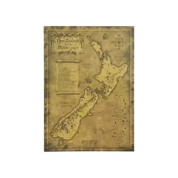 KAKLARAIŠTIS LER Naujosios Zelandijos Paslaptingas Senas Žemėlapis Plakatas Atkurti Senovės Būdų Žemėlapis Kraftpopieris Puošmena Nuotrauką Plakatas Siena Lipdukas