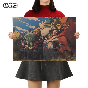 KAKLARAIŠTIS LER Senovinių Klasikinių Anime Naruto Plakatas Baras, Kavinė Namų Kraft Popieriaus, Dekoratyviniai Paveikslai Sienų Lipduko 51x35cm