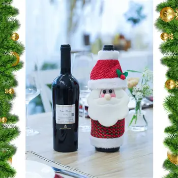 Kalėdinis Vyno Butelis Dekoro Santa Claus Sniego Turėti Buteliuko Dangtelį Šampano Butelio Dangtelį su Skrybėlę Naujųjų Metų Kalėdų Vakarienę