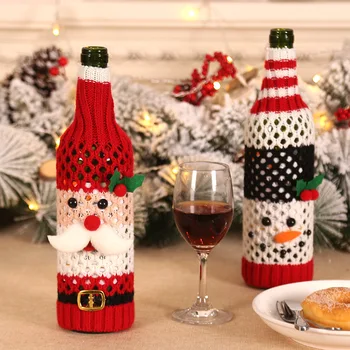 Kalėdinis Vyno Butelis Padengti Stiklo Vyno Taurės Rankovės Padengti Puodelis Rankovėmis Santa Claus Sniego, Kalėdų Stalo Dekoracijos