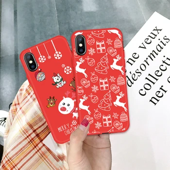 Kalėdų dovana Telefono dėklas Skirtas iPhone 7 6S 6 8 Plius Santa Claus Briedžių Modelis Minkšto silikono TPU 
