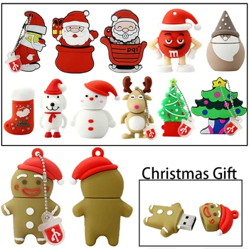 Kalėdų Elnias USB Flash Diskas 128GB Pen Ratai Animacinių filmų Sniego senį, Kalėdų Eglutė Dovanų 4GB 8GB 16GB 32GB 64GB Santa Claus Pendrive